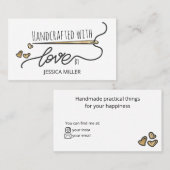 手作りラヴ金ゴールド裁縫ニードルホワイト 名刺 (正面/裏面)