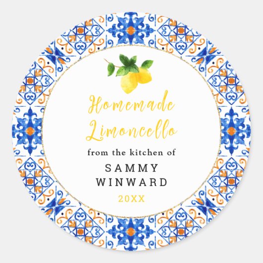 手作りリモンチェッロラベル ラウンドシール (正面)