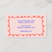 手作りループお洒落ドードルインキーレッドブルーピンク 名刺 (裏面)