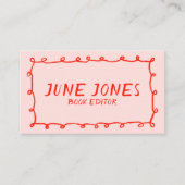 手作りループズドードルお洒落インクイシックレッドピンク 名刺 (正面)