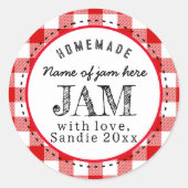 手作りレッドバイソンプレイドカスタム食品ラウンド ラウンドシール (正面)