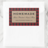 手作りレッドプレイドクラフト 長方形シール (バッグ)