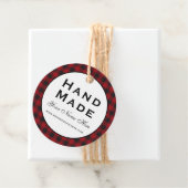 手作りレッドプレイドラウンドクラフト製品ラベル フェイバータグ (インサイチュ)