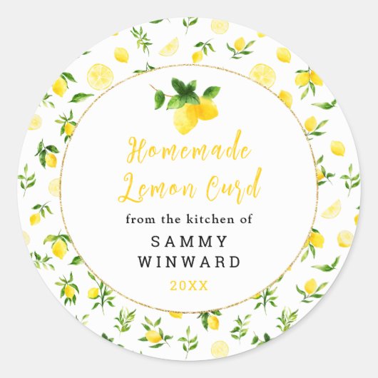 手作りレモンカード缶詰ラベル ラウンドシール (正面)