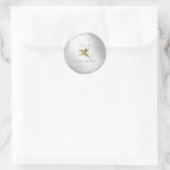 手作りロゴ名くもの巣ペガサスホースシルバー金ゴールド ラウンドシール (バッグ)