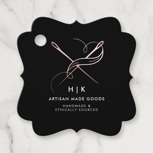 手作りロゴ |バラ金ゴールド製品のつるラベル フェイバータグ (正面)