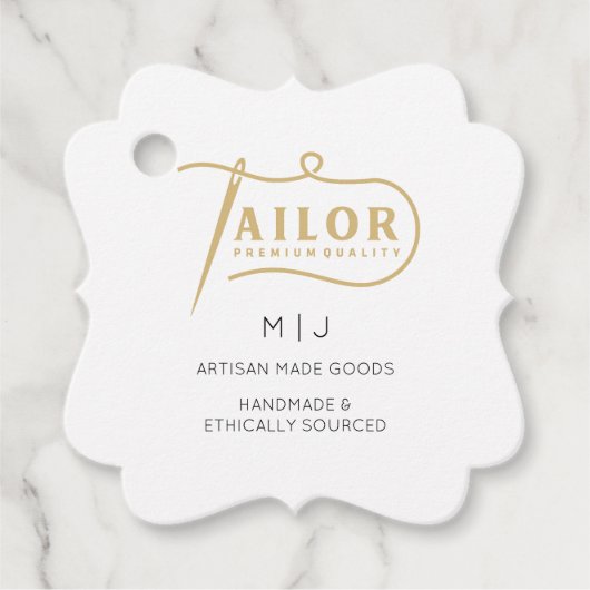 手作りロゴ |白黒の製品のつるラベル フェイバータグ (正面)