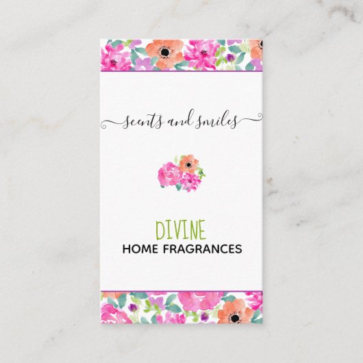 手作りワックス水彩フローラ垂直 名刺 (正面)