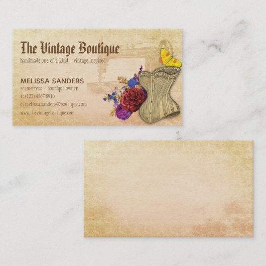 手作りヴィンテージインスパイア裁縫ステ素朴ームパンク 名刺 (正面/裏面)