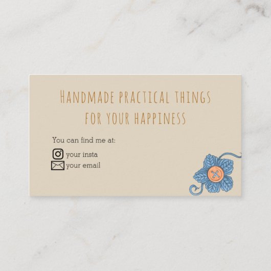 手作り創造糸裁縫ヴィンテージクリーム 名刺 (裏面)