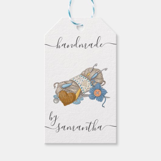 手作り名前をカスタムするクロシェと編み物 ギフトタグ (正面)