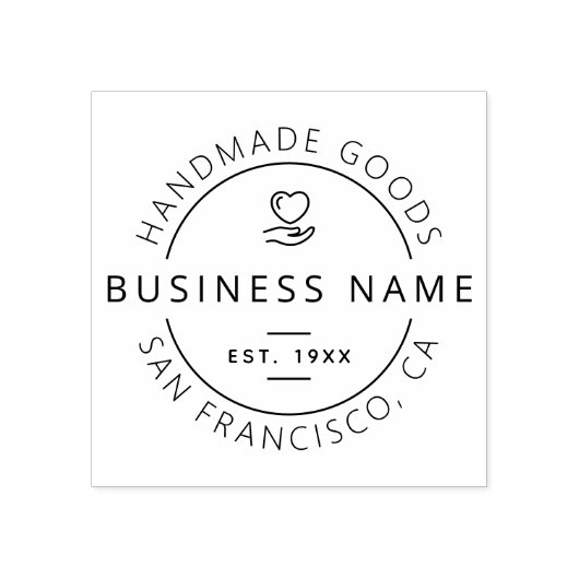 手作り商品事業名、所在地、およびテスト。日付 ラバースタンプ (インプリント)