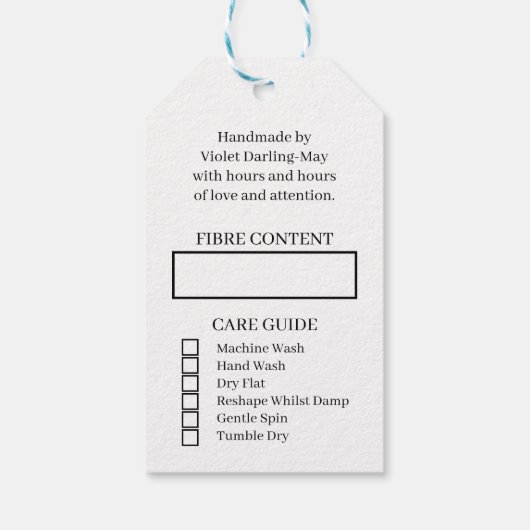 手作り専用Yarn Ball 素朴 Kraft ギフトタグ (裏面)