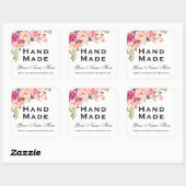 手作り小さなピンクの水色フローラ スクエアシール (シート)