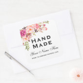 手作り小さなピンクの水色フローラ スクエアシール (封筒)