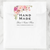 手作り小さなピンクの水色フローラ スクエアシール (バッグ)