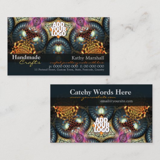 手作り工芸ジュエリーアートとロゴビジネスカー 名刺 (正面/裏面)