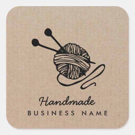 手作り工芸モダン編み物クラフト紙素朴 スクエアシール (正面)