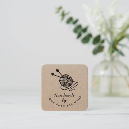 手作り工芸モダン編み物クラフト紙素朴 スクエア名刺 (スタンド正面)