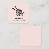 手作り工芸モダン編み物ピンクミニマル スクエア名刺 (正面/裏面)