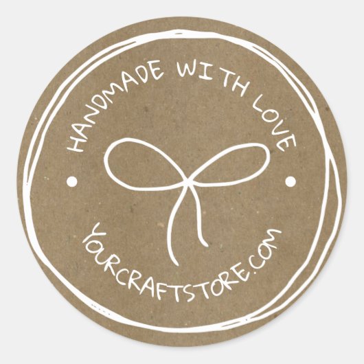 手作り工芸品ホワイトボウ ラウンドシール (正面)