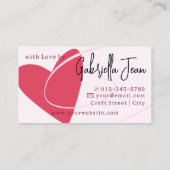 手作り工芸品書道シグネチャーラブハート 名刺 (裏面)