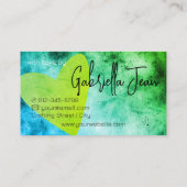 手作り工芸品書道ブルーグリーン動揺して 名刺 (裏面)