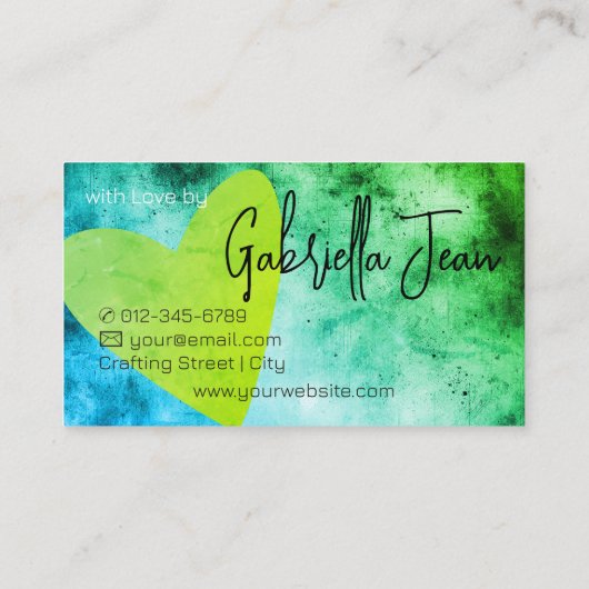 手作り工芸品書道ブルーグリーン動揺して 名刺 (裏面)