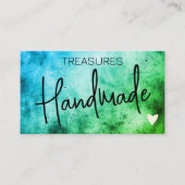 手作り工芸品書道ブルーグリーン動揺して 名刺 (正面)