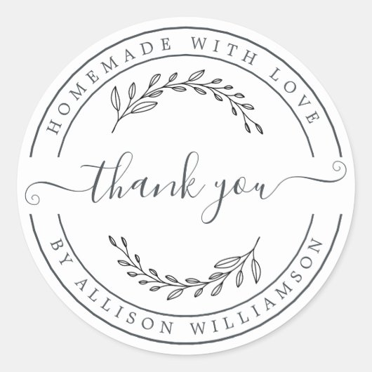 手作り感謝の葉 ラウンドシール (正面)