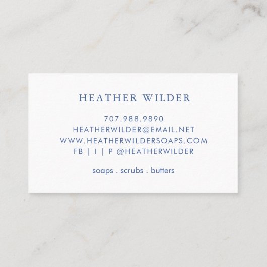 手作り手作り石鹸製品ビジネスカード 名刺 (裏面)