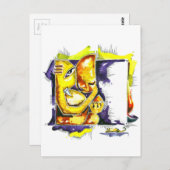 手作り抽象芸術絵を描のガネシャ卿 ポストカード (正面/裏面)