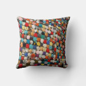 手作り数々のの色のパッチワーク、円の枕。 クッション (裏面)