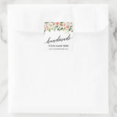 手作り書ピンクホワイトフローラ小 スクエアシール (バッグ)