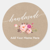 手作り書道ピンクフローラクラフトラウンド小 ラウンドシール (正面)