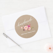 手作り書道ピンクフローラクラフトラウンド ラウンドシール (封筒)