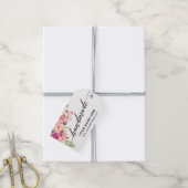 手作り書道ピンクフローララベル ギフトタグ (より糸付き)