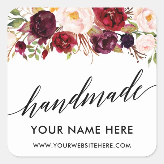 手作り書道ブルゴーニュフローラ小 スクエアシール (正面)