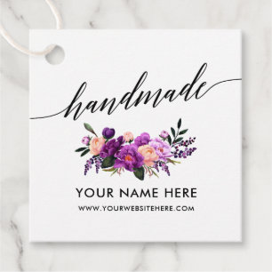 手作り書道台本パープルフローラ フェイバータグ