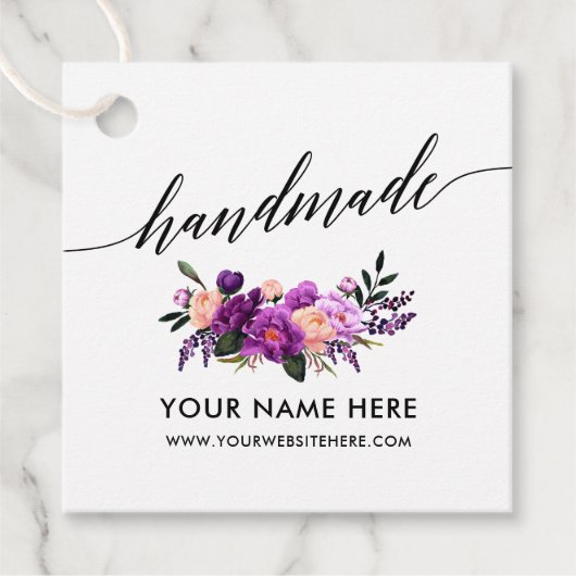 手作り書道台本パープルフローラ フェイバータグ (正面)