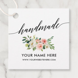 手作り書道台本ピンクホワイトフローラ フェイバータグ