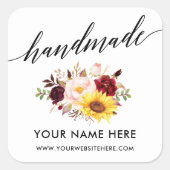 手作り書道水彩フローラ小 スクエアシール (正面)