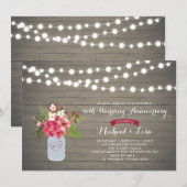 手作り木製 40周年結婚記念日招待状 招待状 (正面/裏面)