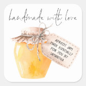 手作り杏ジャムラベル名 スクエアシール (正面)