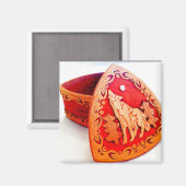 手作り樺の木ウッドジュエリーボックスとハウリングウルフ マグネット (正面/裏面)