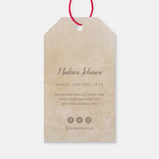 手作り水カラーフローラテクスチャ紙 ギフトタグ (裏面)