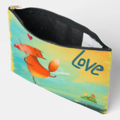 手作り水彩おもしろいキツネ アクセサリーポーチ (見開き)