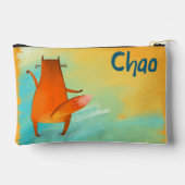 手作り水彩おもしろいキツネ アクセサリーポーチ (裏面)