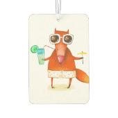 手作り水彩おもしろいキツネ カーエアーフレッシュナー (裏面)