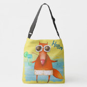 手作り水彩おもしろいキツネ クロスボディバッグ (裏面)